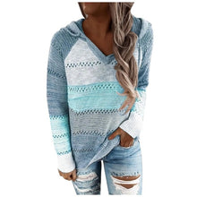 Load image into Gallery viewer, Autumn V Neck Patchwork Hooded Sweater